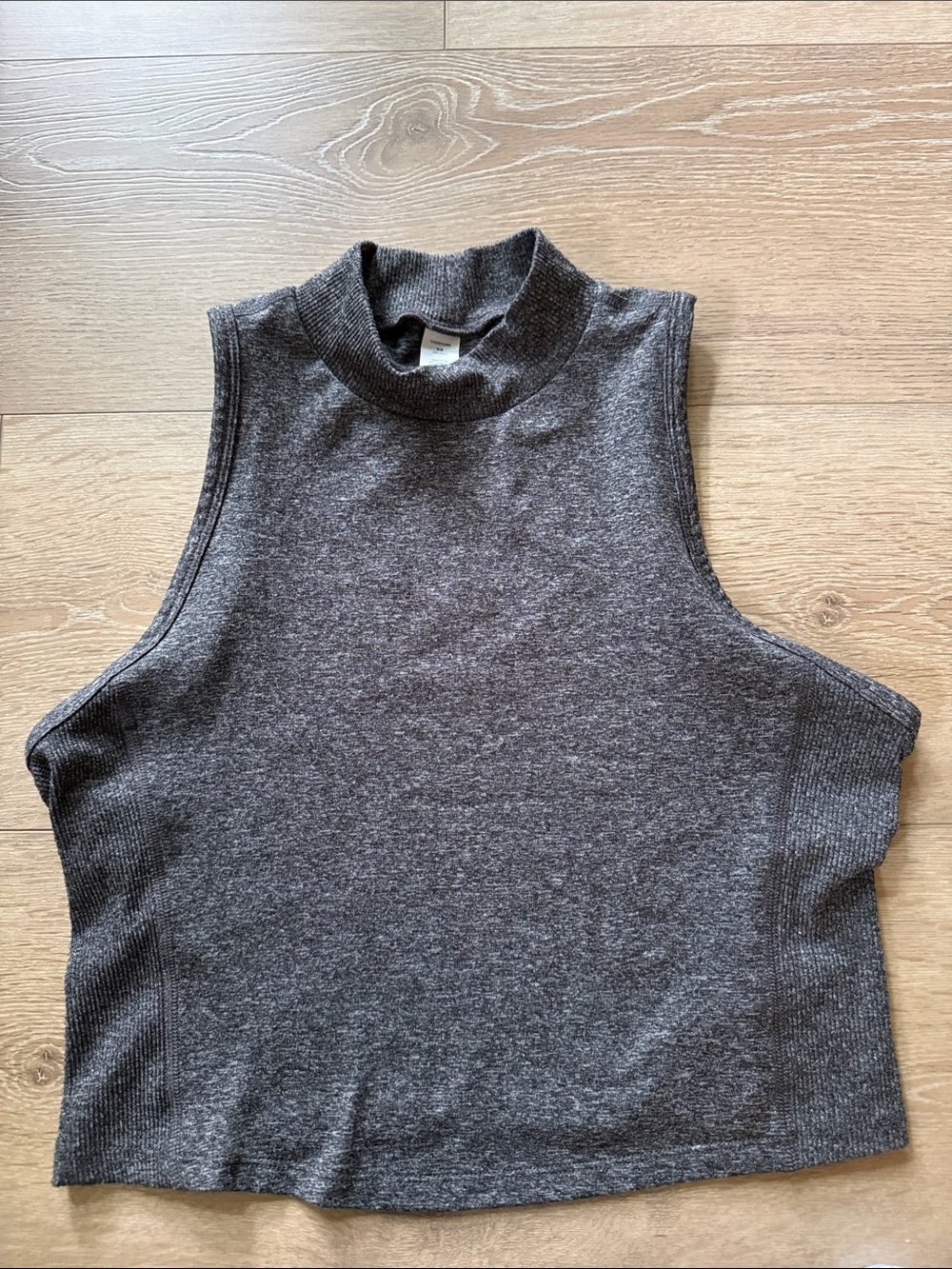 Old Navy Dark Gray Cozecore Sleeveless Mock Neck Crop Top
